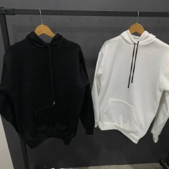 تصویر هودی سفید مشکی ساده 