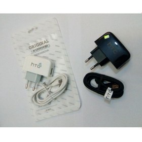 تصویر شارژر اورجینال دو تیکه گوشی اچ تی سی htc به همراه کابل اصلی (1000ma) - (کیفیت عالی) 