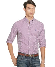 تصویر پیراهن آکسفورد رالف لورن Ralph Lauren STRIPED POPLIN SPORT SHIRT Wine/White 