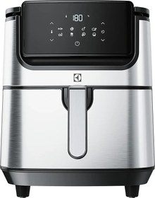 تصویر سرخکن بدون روغن برند Electrolux سوئد مدل E6AF1-6ST استیل - ۳.۵ لیتر استیل/مشکی Electrolux E6AF1-6ST Air Fryer, 8 Programs, Touch LCD Screen, 7L Basket Capacity, 5.4L Frying Capacity, Hot Air Fryer, 1800W, Stainless Steel, LCD Screen