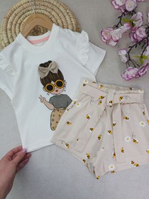 تصویر تیشرت و شو رتک دخترانه دامن گلی - نهال 