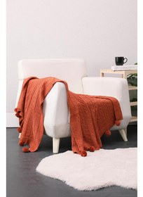 تصویر پتو تلویزیونی بافتنی بیوکاتن با پوم‌پوم - کاشی برند favora Biocotton Knitwear Pompom TV Blanket - Tile