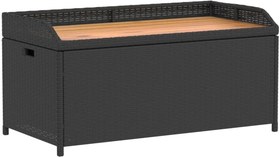 تصویر نیمکت ذخیره سازی vidaXL - ارسال 20 روز کاری vidaXL Storage Bench, Storage Box with Lid, Ottoman Bench for Outdoor Patio Balcony, Garden Bench Seat, Black Poly Rattan and Acacia Wood