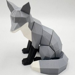 تصویر پازل سه بعدی طرح روباه با اتصالات آهن ربایی طوسی 