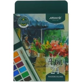 تصویر آبرنگ 24 رنگ آریا طرح گل 