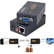 تصویر اکستندر افزایش طول 100 متری VGA VGA Extender 100m VGA By Cat5e/Cat6 Repeater Ethernet Cable