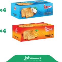 تصویر بیسکوئیت خانواده درنا (نارگیلی و پرتقالی) - کارتن ۴ عددی Dorna Family Biscuit (Coconut & Orange)