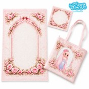 تصویر پک جشن تکلیف کیف و سجاده و جانماز مخمل طرح دخترانه کد KM01 