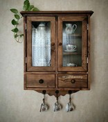 تصویر گنجه دیواری ۲ کشو گردویی و پتینه 