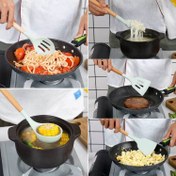 تصویر سرویس کفگیر و ملاقه - دسته بامبو - کرم روشن مایل به سفید 