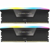 تصویر رم کامپیوتر کورسیر دو کاناله Vengeance RGB فرکانس 6400 مگاهرتز DDR5 تایمینگ CL32 حافظه 32 گیگابایت Corsair Vengeance RGB Dual Channel CL32 6400MHz DDR5 32GB Computer RAM