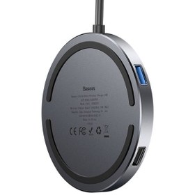 تصویر شارژر وایرلس و هاب چهار پورت بیسوس Baseus WXJMY-0G Circular Mirror Wireless Charger HUB 