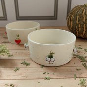 تصویر ست کاسه ماگ برجسته سرامیکی | قطر ۱۰ | مناسب آجیل و سالاد 