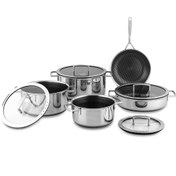 تصویر سرویس قابلمه و تابه 9 پارچه استیل جی فی نی مدل 09 