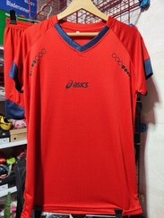 تصویر ست تیشرت و شلوارک والیبال مدل asics 