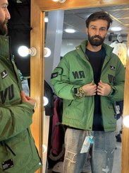 تصویر کاپشن مردانه ورون گلدوزی سه‌بعدی یقه ایستاده سایز XL 