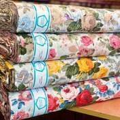 تصویر ملحفه پلی کتان فیلور طرح گل آذین 