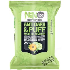 تصویر دستمال مرطوب پاک کننده آرایش مدل Cucumber ضد تیرگی و پف بسته 27 عددی نینو Nino Nurturing Cucumber Makeup Remover 27pcs