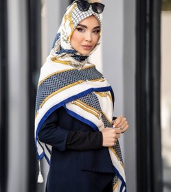 تصویر روسری نخی سیااسکارف قواره 140 برند جی ان تی کد 148 Gnt scarf code 148