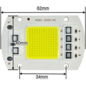 تصویر ال ای دی 50 وات COB ورودی 220 ولت - سفید برند MM 40*60 LED 50W COB