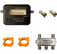 تصویر ست کامل نصب دیش ماهواره شامل فایندر و سوئیچر و کانکتور F 