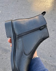 تصویر بوت مردانه مدل چلسی چرمی بغل زیپ طرح والنتنیو-کد 1349 