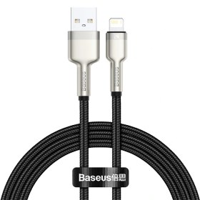 تصویر کابل تبدیل USB به لایتنینگ باسئوس 25 سانتی متر 2.4A مدل Baseus Metal Cable CALJK-01 