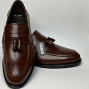 تصویر کفش چرم طبیعی کالج مردانه مدل بی بند منگوله دار 