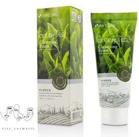 تصویر فوم شستشو صورت چای سبز تری دبلیو کلینیک حجم100میل 3w clinic green tea cleansing foam 100ml