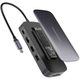 تصویر هاب تایپ سی و حاظه اس‌اس‌دی 256 گیگابایت پاورولوژی Powerology 256GB USB-C Hub & SSD Drive All-in-one 