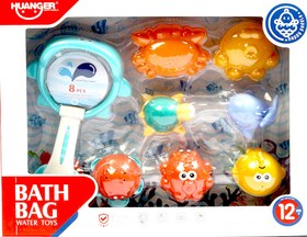 تصویر اسباب بازی حمام نوزاد همراه با پوپت و تور ماهیگیری 8 تکه هانگر huanger 
