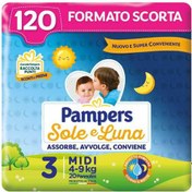 تصویر پوشک بچه پمپرز Pampers سری Sole E Luna سایز 3 بسته 20 عددی 