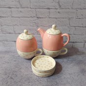 تصویر ست چایخوری صورتی طرح گل ریز 