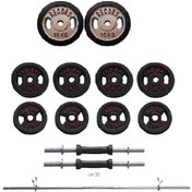 تصویر ست وزنه ۵۰ کیلوگرمی شامل هالتر و دمبل 