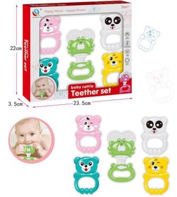 تصویر جغجغه و گاز گیر نوزاد 5عددی 