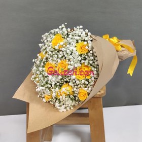 تصویر دسته گل رز زرد 
