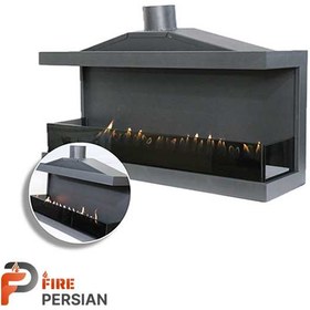 تصویر شومینه گازی سه‌طرفه ۱۶۰ سانتی مدرن فایرپرشین 