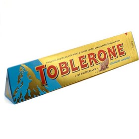 تصویر شکلات شیری با مغز عسل، نوقای بادام و بادام شور کاراملی Toblerone تابلرون 360 گرمی 