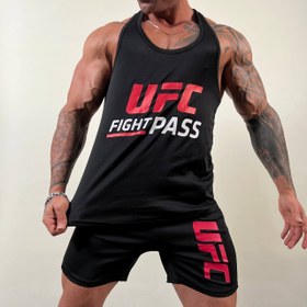 تصویر ست رکابی و شلوارک ورزشی مردانه UFC سوزنی تنفس دار کد 2889 