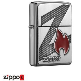 تصویر فندک اورجینال بنزینی زیپو مدل Zippo Zippo Flame Brushed Chrome