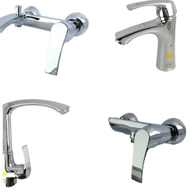 تصویر ست شیرآلات فیروزه مدل آرکا کروم ا set of Firoozeh faucets model Arka set of Firoozeh faucets model Arka