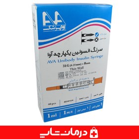 تصویر سرنگ انسولین 1 سی سی آوا یکپارچه ۱۰ عددی AVA Insulin Syringe 1cc Unibody 10 pcs