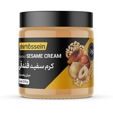 تصویر کِرِم سفید فندوقی شیرحسین 300 گرمی Hazelnut white cream