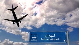 تصویر فوتیج موشن گرافیک فرود هواپیما در در فرودگاه تهران، ایران 