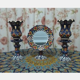 تصویر آینه و شمعدان میناکاری کد 1014 