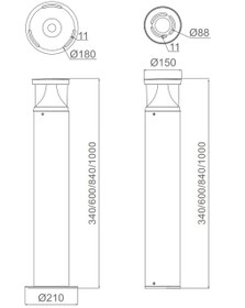 تصویر چراغ چمنی 18 وات فانوس گلنور Grass Lighting 18 W FANOUS Golnoor