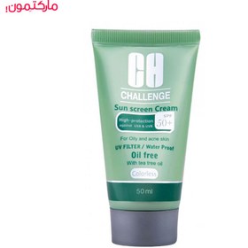 تصویر کرم ضد آفتاب بی رنگ SPF50 پوست چرب و جوش دار چلنج رنگ بی رنگ 