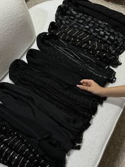 تصویر شال حریر هندی طرحدار منگوله دار 