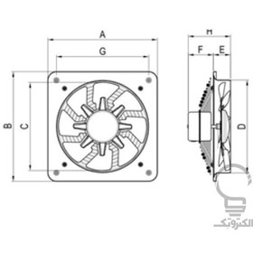 تصویر هواکش خانگی دمنده مدل فلزی 12 سانت 2050 دور ا Damandeh plate mounted axial fan VMA-12S2S 