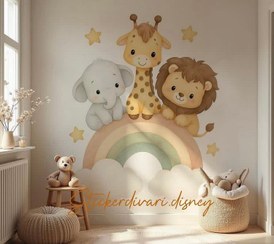 تصویر استیکر اتاق کودک مدل حیوانات جنگل 